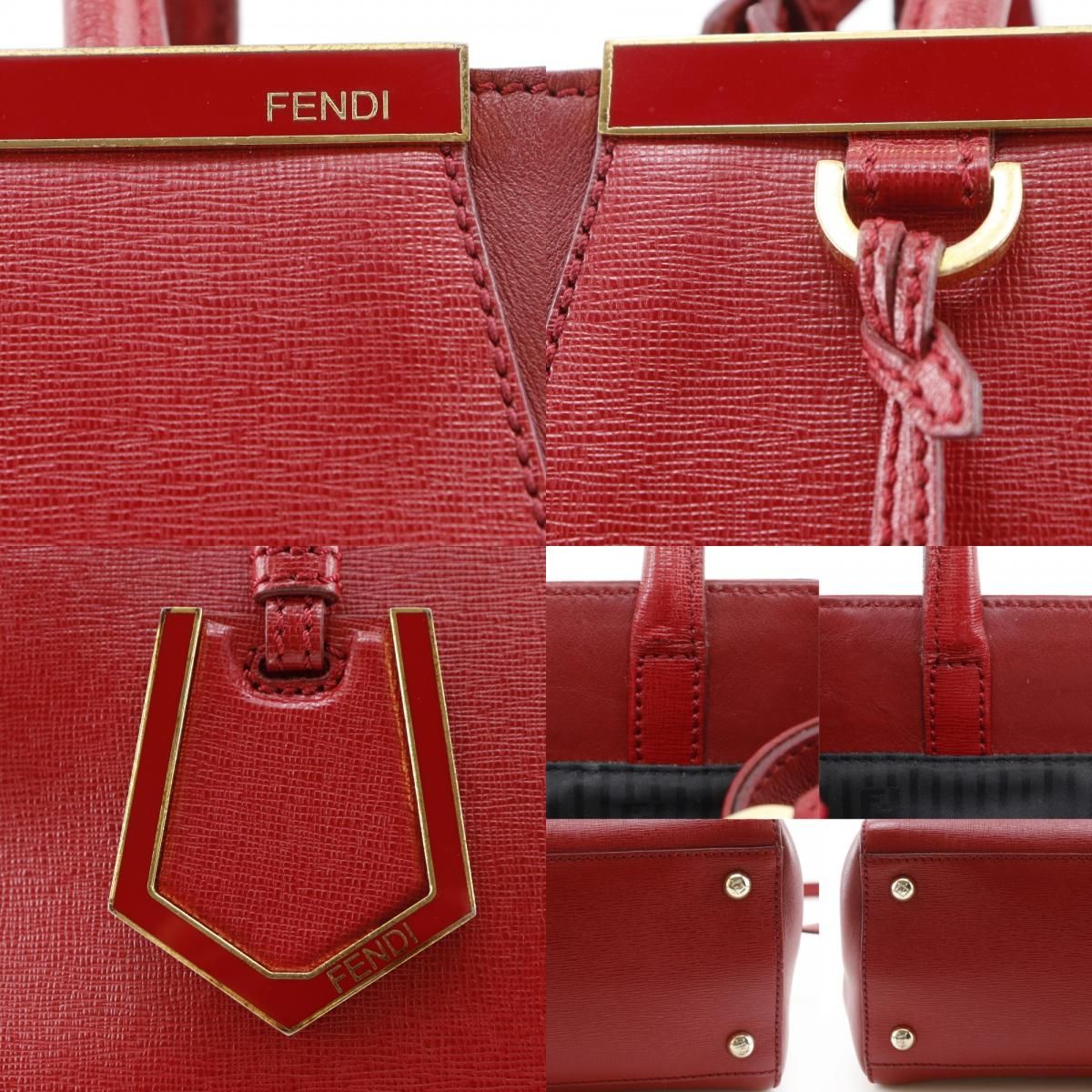 Fendi Petit Tou Jour 2-Way Shoulder Leather Red Handbag — view 8