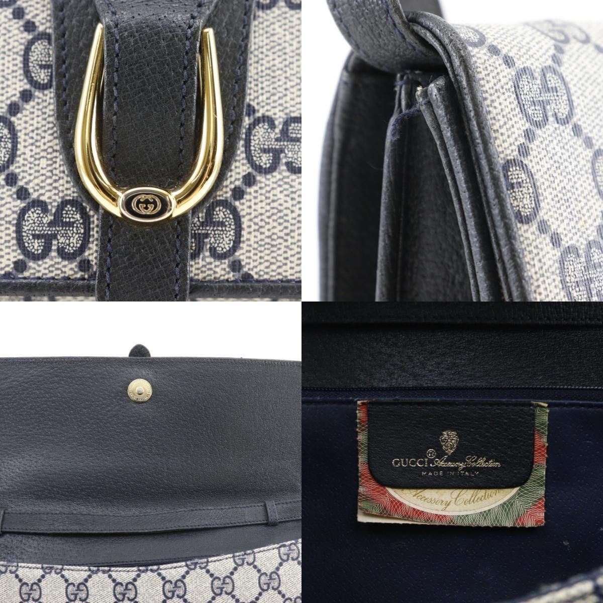 Gucci Vintage 2-Way Clutch 904.02.050 GG Plus Gray Navy Shoulder Bag — view 9