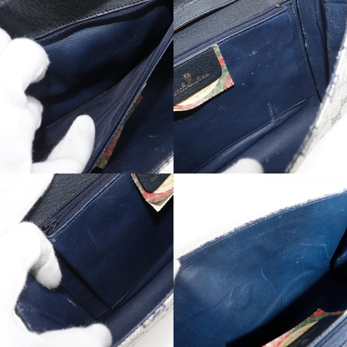 Gucci Vintage 2-Way Clutch 904.02.050 GG Plus Gray Navy Shoulder Bag — view 7