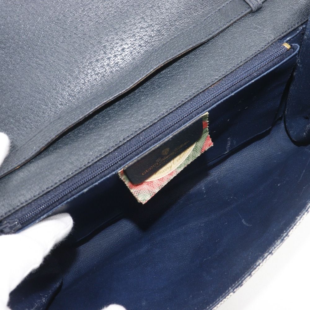 Gucci Vintage 2-Way Clutch 904.02.050 GG Plus Gray Navy Shoulder Bag — view 6