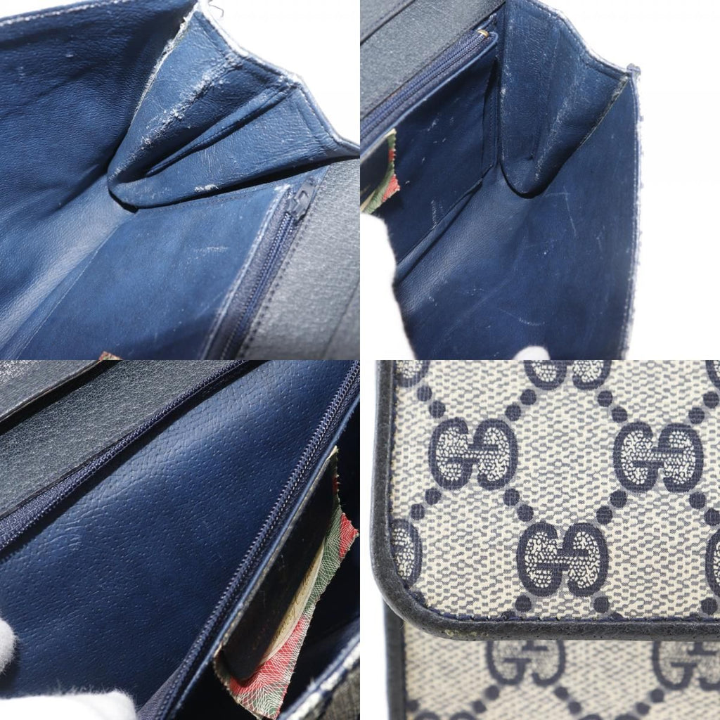 Gucci Vintage 2-Way Clutch 904.02.050 GG Plus Gray Navy Shoulder Bag — view 8
