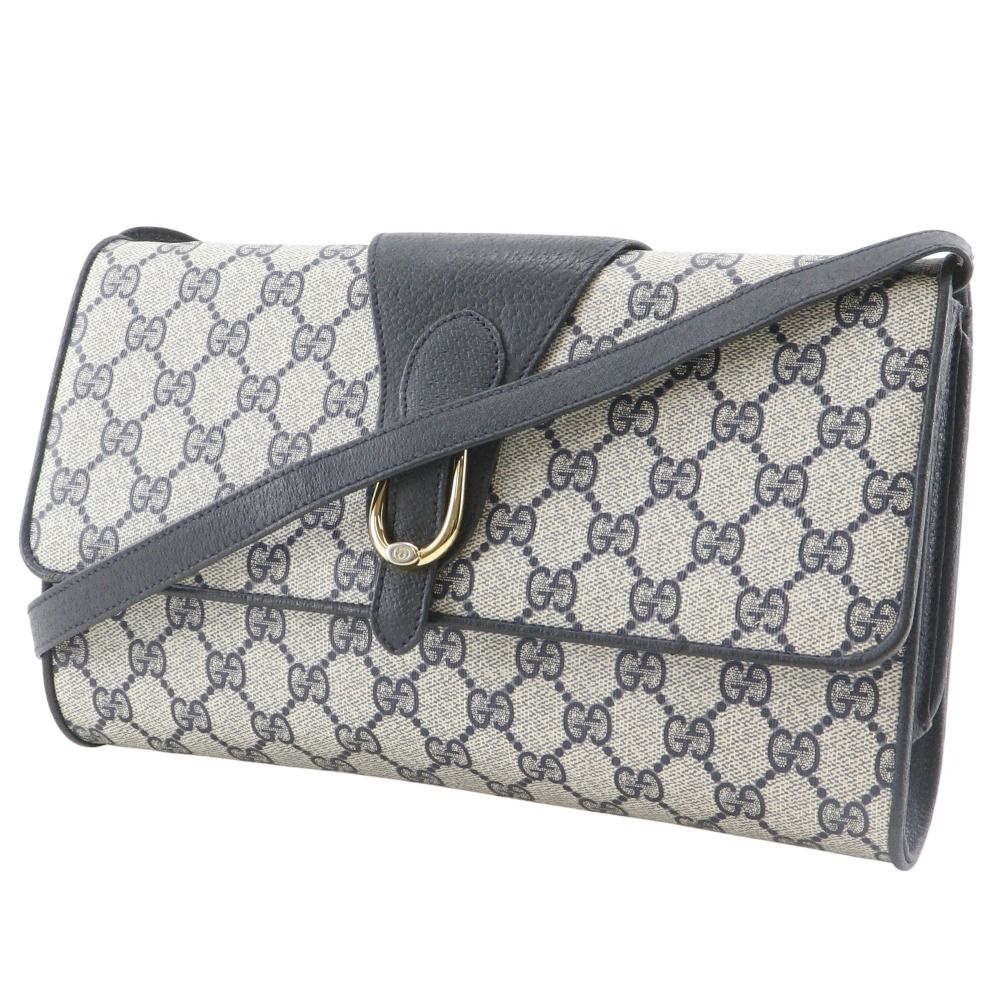 Gucci Vintage 2-Way Clutch 904.02.050 GG Plus Gray Navy Shoulder Bag — view 2