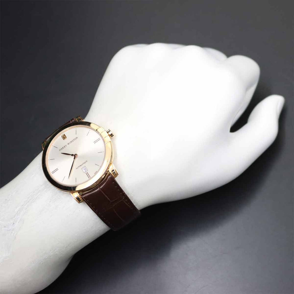 Harry Winston Midnight 450 Watch Date Silver 18K Pink Gold — view 2