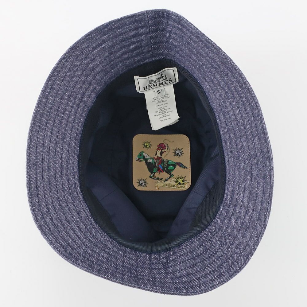 Hermes Bucket Hat Bob Eden 57 Denim Navy — view 6