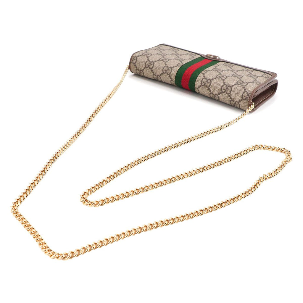 Gucci Ophidia GG Chain Wallet Bifold Supreme Beige Brown — view 6