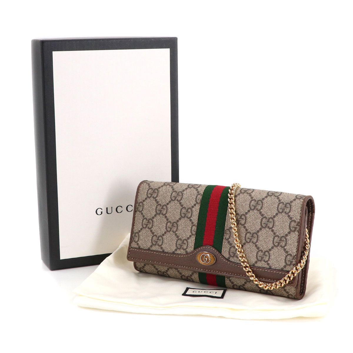 Gucci Ophidia GG Chain Wallet Bifold Supreme Beige Brown — view 2