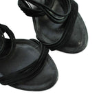 Chanel Sandals Wedge Sole Leather Ankle Strap Logo 38.5 Black — view 3