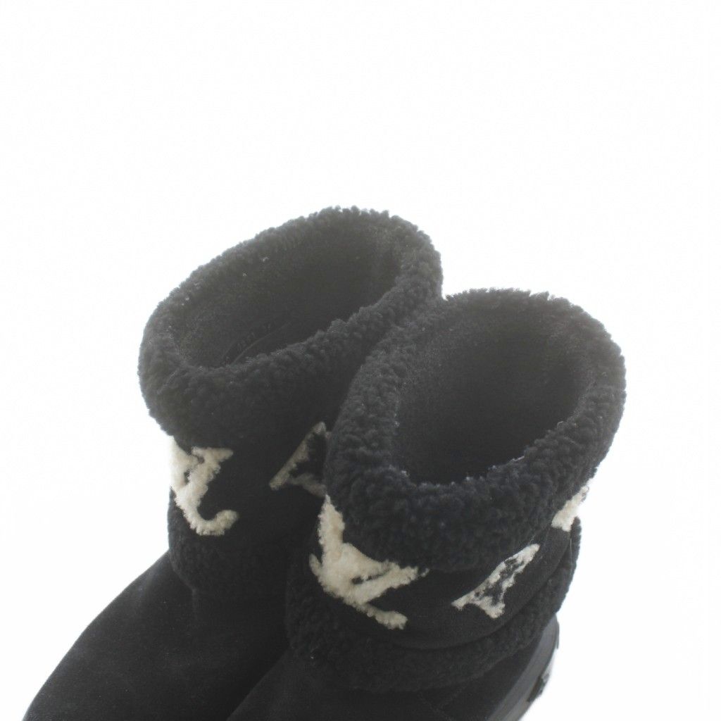 Louis Vuitton Snowdrop Flat Ankle Boot LV Logo Short Boots 36.5 Black — view 7