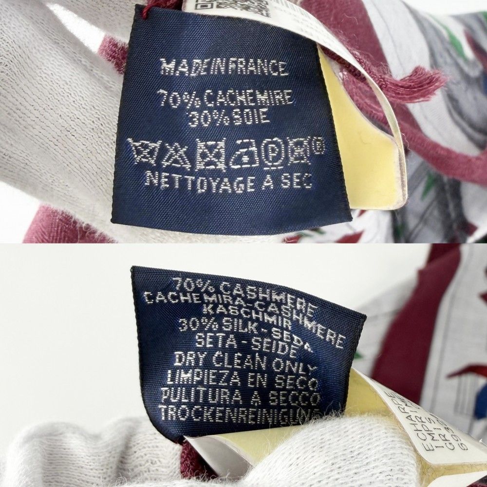 Hermes Scarf Rectangular Prime Shawl Cashmere Silk Gray Red Black — view 4