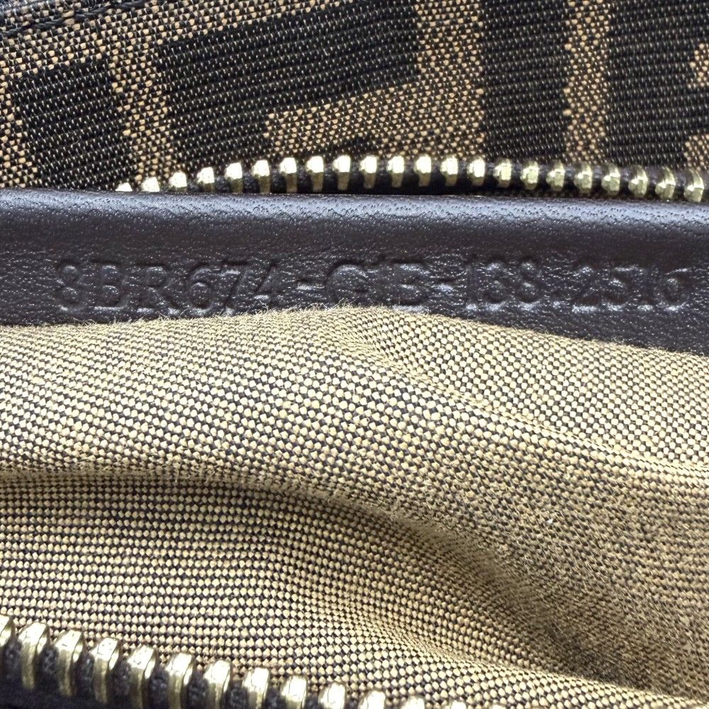 Fendi Handbag Zucca Canvas Leather Brown Gold — view 5