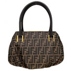 Fendi Handbag Zucca Canvas Leather Brown Gold — view 2