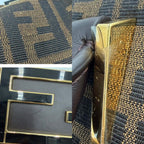 Fendi Handbag Zucca Canvas Leather Brown Gold — view 6