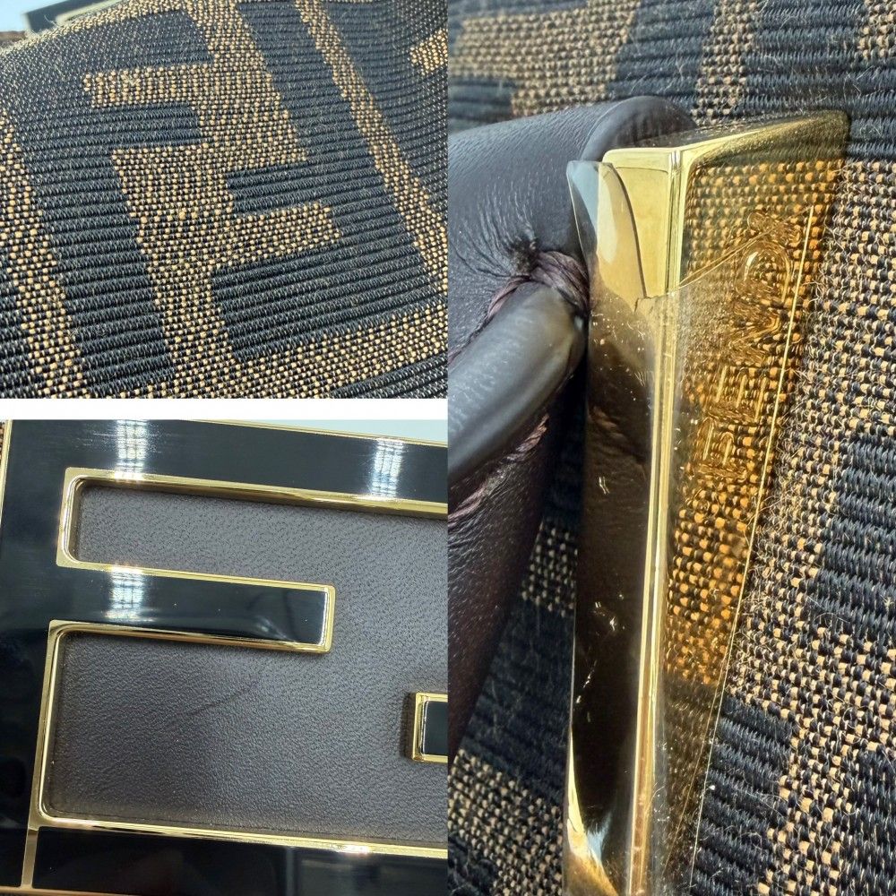 Fendi Handbag Zucca Canvas Leather Brown Gold — view 6