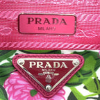 Prada Shoulder Bag Pochette Triangle Logo Floral Pattern Flower — view 5