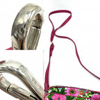 Prada Shoulder Bag Pochette Triangle Logo Floral Pattern Flower — view 8