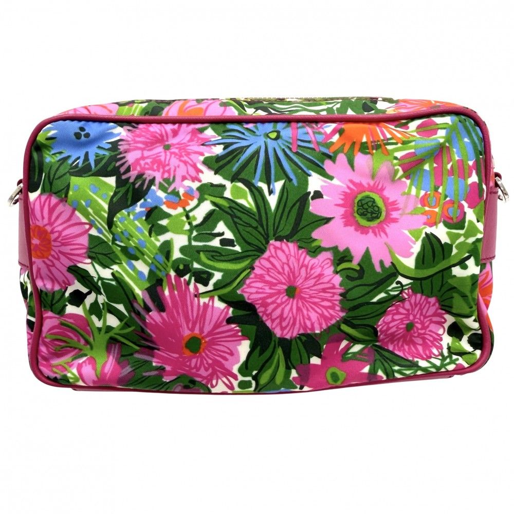 Prada Shoulder Bag Pochette Triangle Logo Floral Pattern Flower — view 2