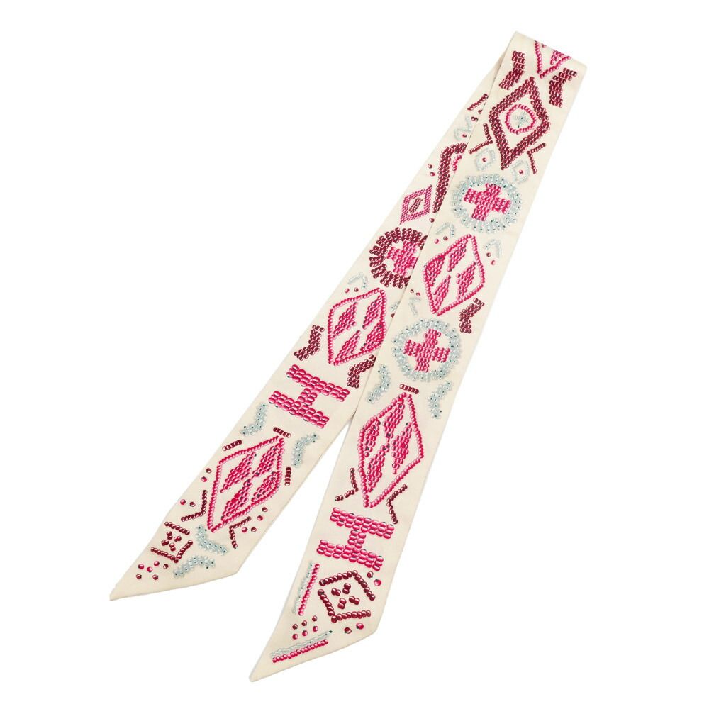 Hermes Twilly Kelly Ampe Lou Beige Multicolor Silk Scarf — view 2