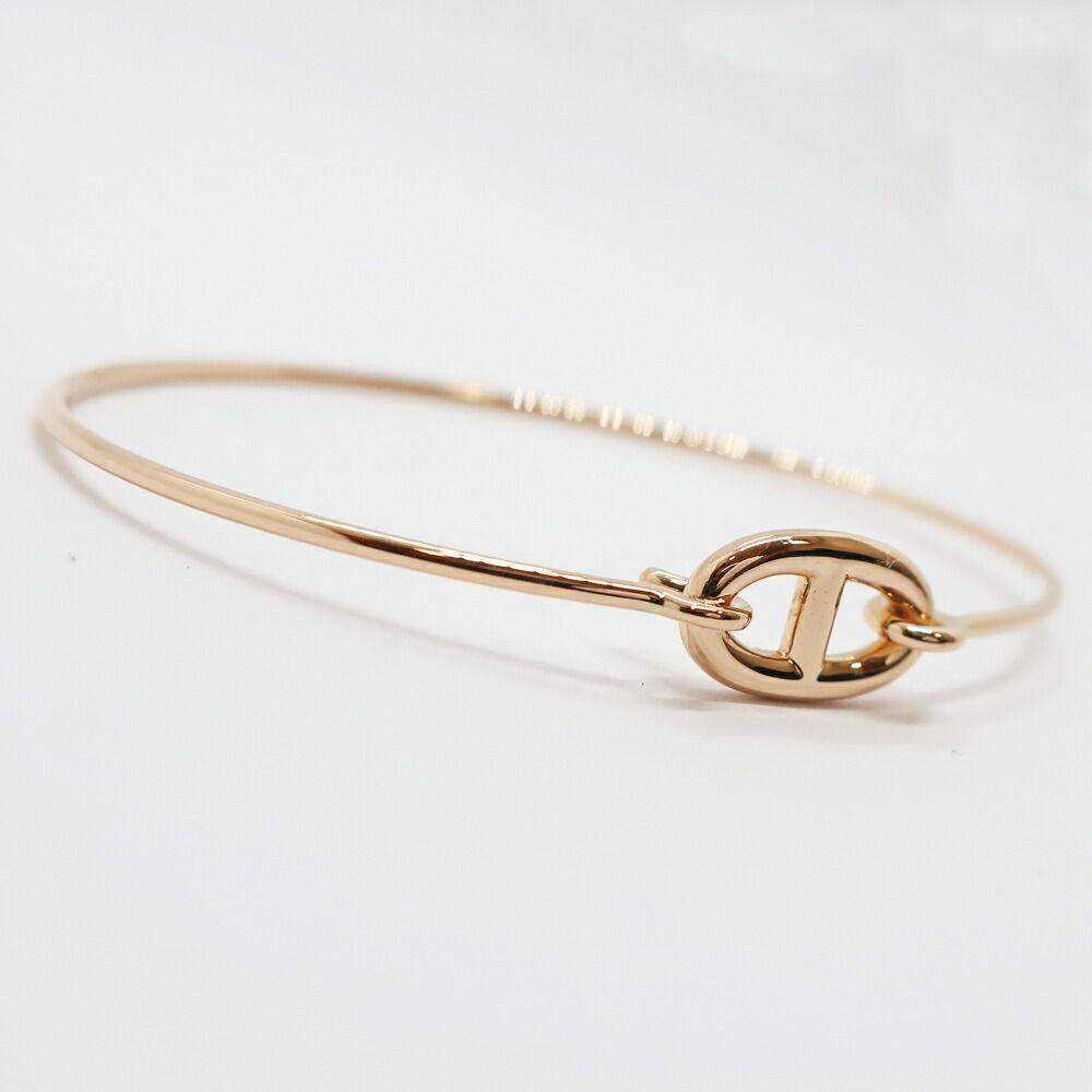 Hermes Ronde Chene Bangle Bracelet Pink Gold — view 4