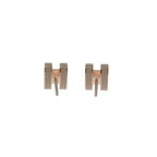 Hermes Mini Pop Earrings Metal Pink Gold Brown Marron Glace — view 4