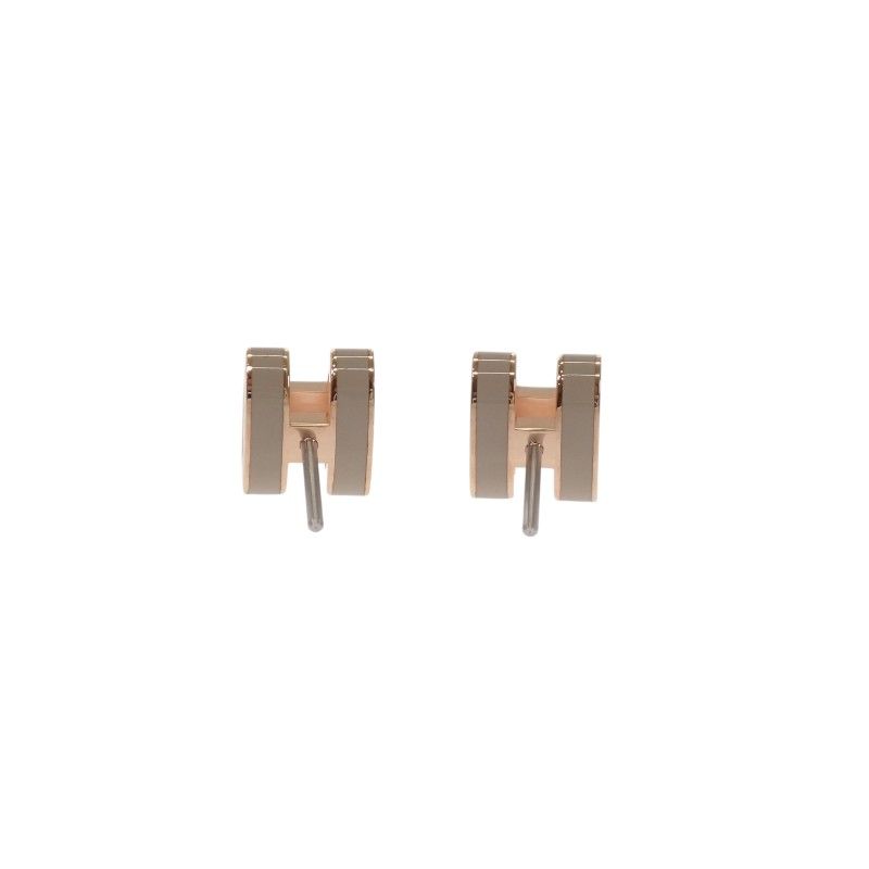Hermes Mini Pop Earrings Metal Pink Gold Brown Marron Glace — view 4