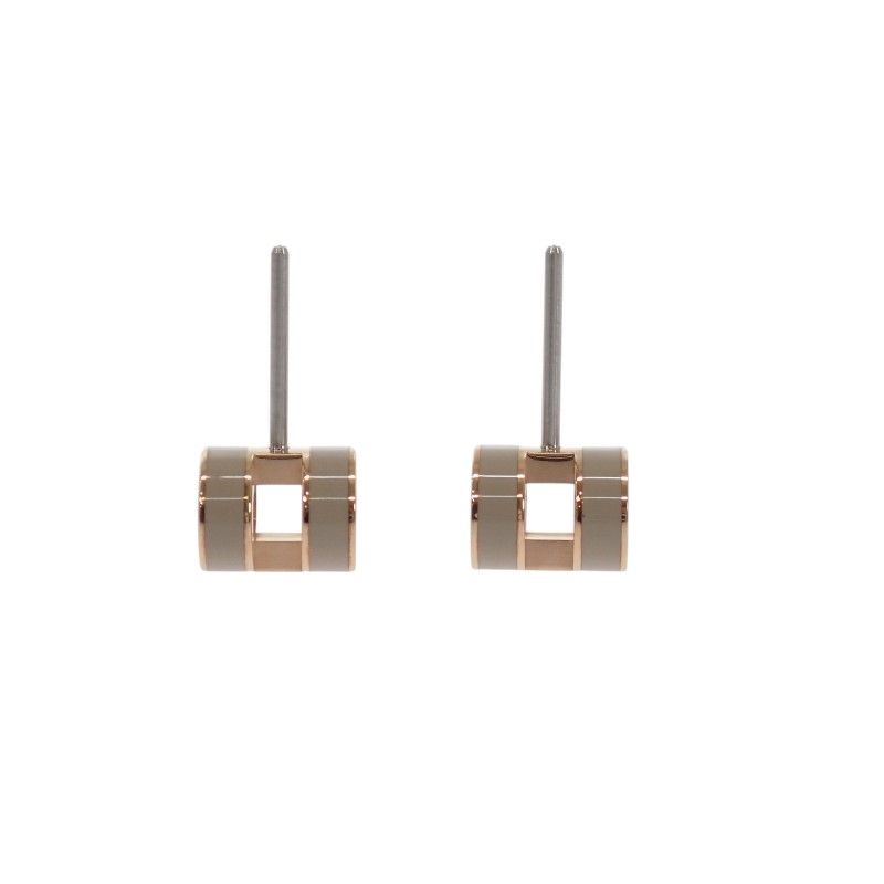 Hermes Mini Pop Earrings Metal Pink Gold Brown Marron Glace — view 5