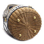 Dior Oblique Wicker Raffia Bucket Shoulder Bag Vo — view 3