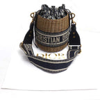 Dior Oblique Wicker Raffia Bucket Shoulder Bag Vo — view 8