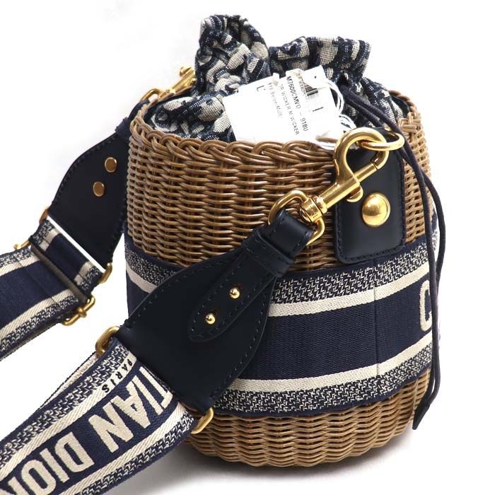 Dior Oblique Wicker Raffia Bucket Shoulder Bag Vo — view 2