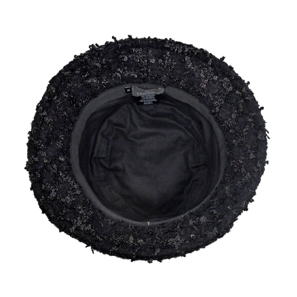 Chanel Bucket Hat M Tweed CC Logo Black — view 6