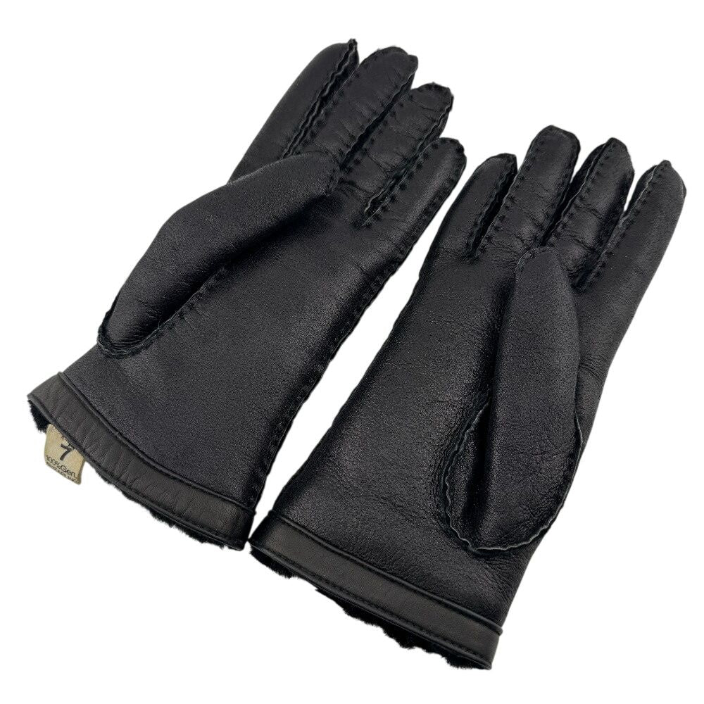 Gucci Glove Shearling Mouton Leather Gloves Black — view 2