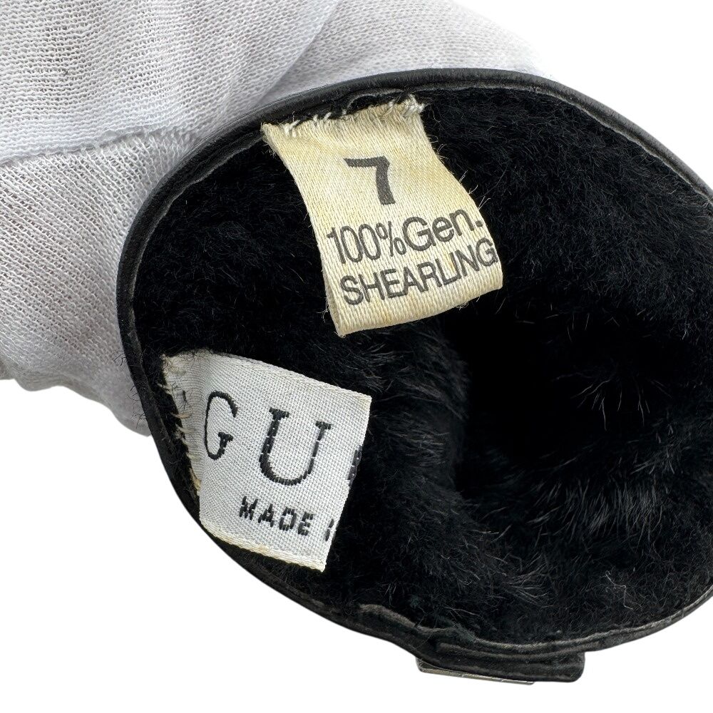 Gucci Glove Shearling Mouton Leather Gloves Black — view 6
