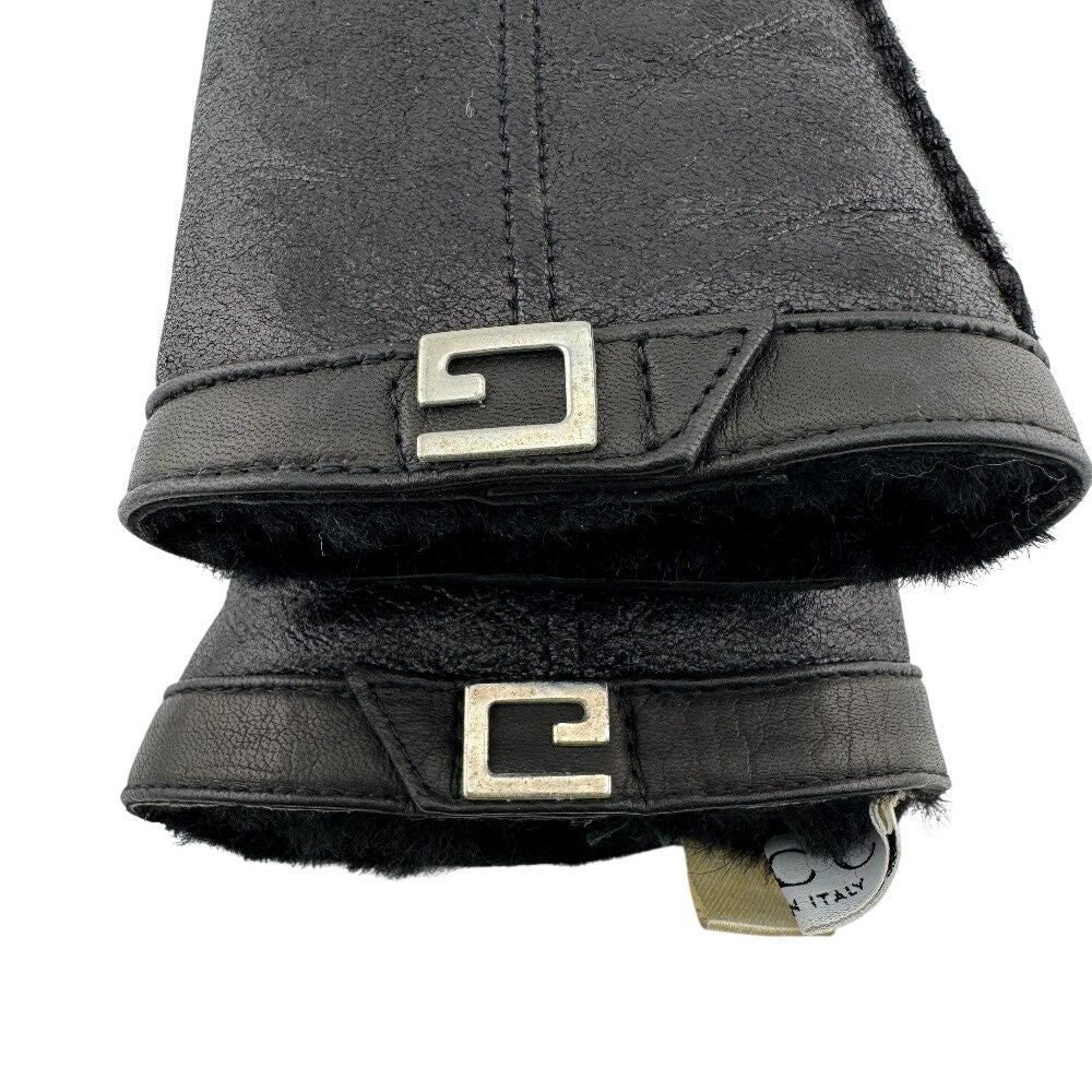 Gucci Glove Shearling Mouton Leather Gloves Black — view 4