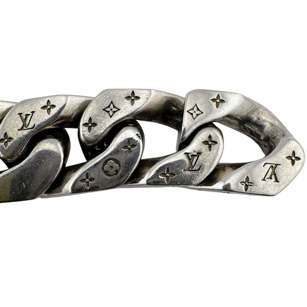 Louis Vuitton Bracelet Monochain Monogram Eclipse Leather Silver — view 8