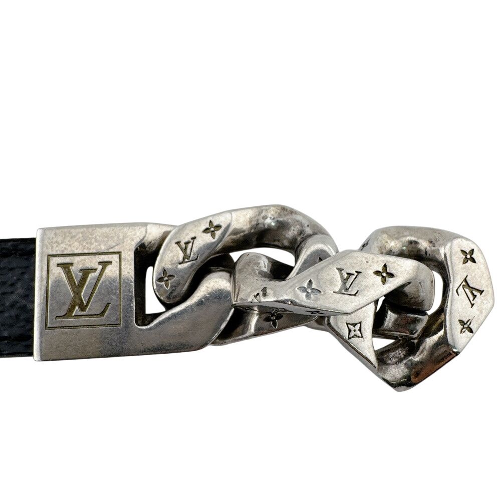 Louis Vuitton Bracelet Monochain Monogram Eclipse Leather Silver — view 6