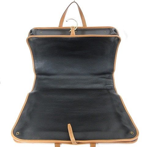 Hermes Garment Vintage Travel Bag Business Hanger Leather Black Brown — view 5