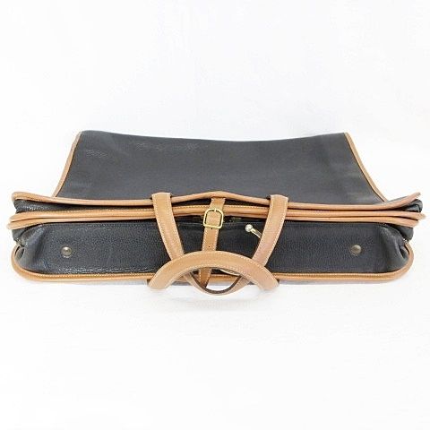 Hermes Garment Vintage Travel Bag Business Hanger Leather Black Brown — view 4