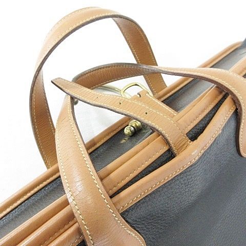 Hermes Garment Vintage Travel Bag Business Hanger Leather Black Brown — view 7