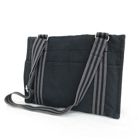 Hermes Fourre Tout Besace MM Shoulder Bag Cotton Canvas Black Gray — view 2