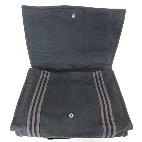 Hermes Fourre Tout Besace MM Shoulder Bag Cotton Canvas Black Gray — view 5