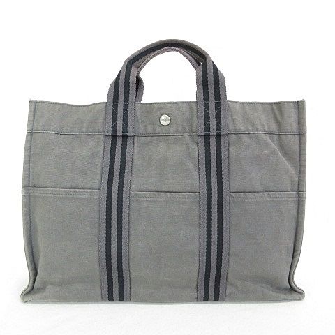 Hermes Fourre Tout MM Tote Cotton Canvas Gray — view 2
