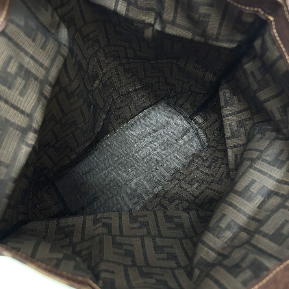 Fendi Tote Zucca Pattern Leather Canvas Brown — view 8