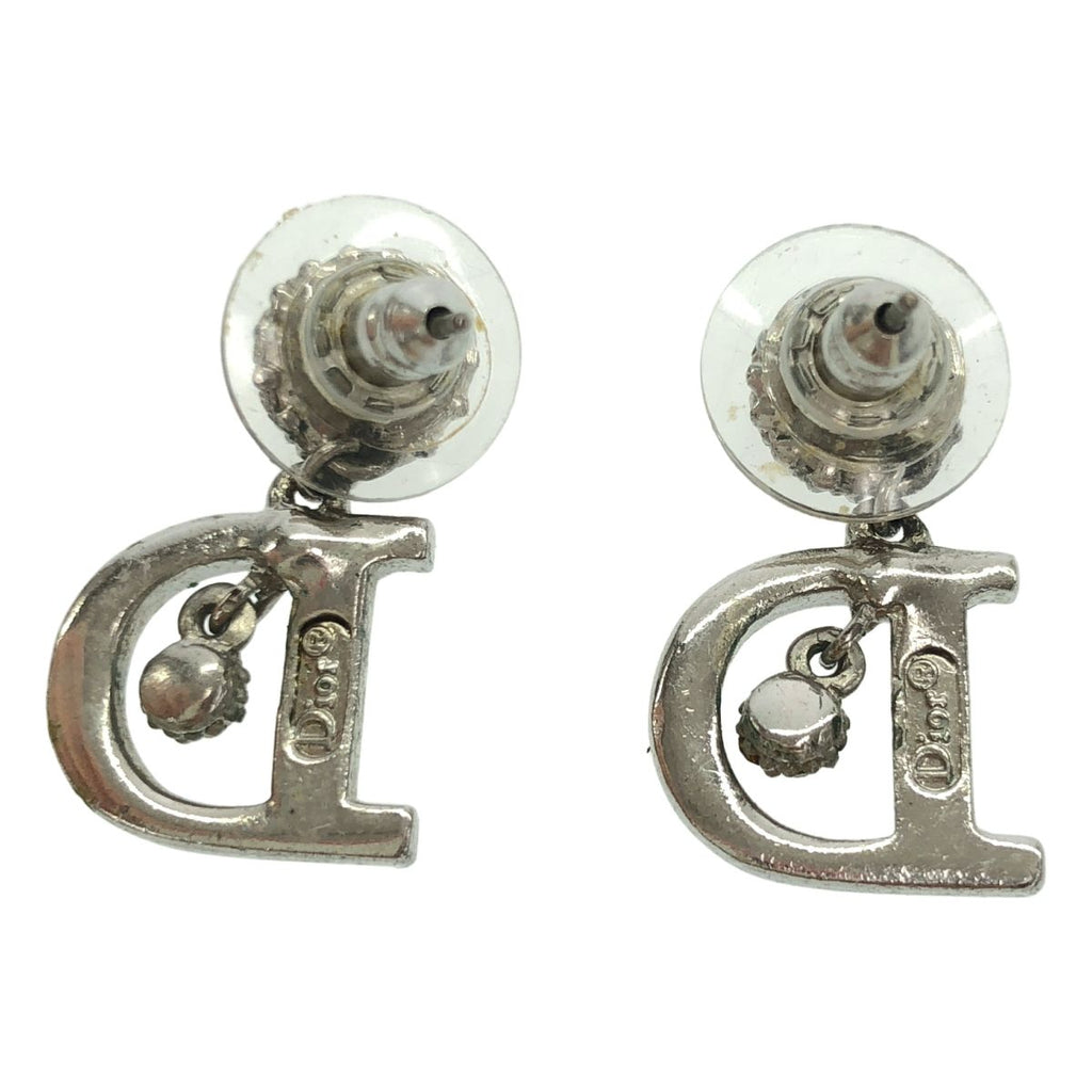 Dior D Rhinestone Earrings Set Silver — view 2
