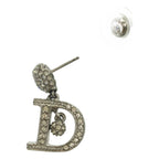 Dior D Rhinestone Earrings Set Silver — view 3