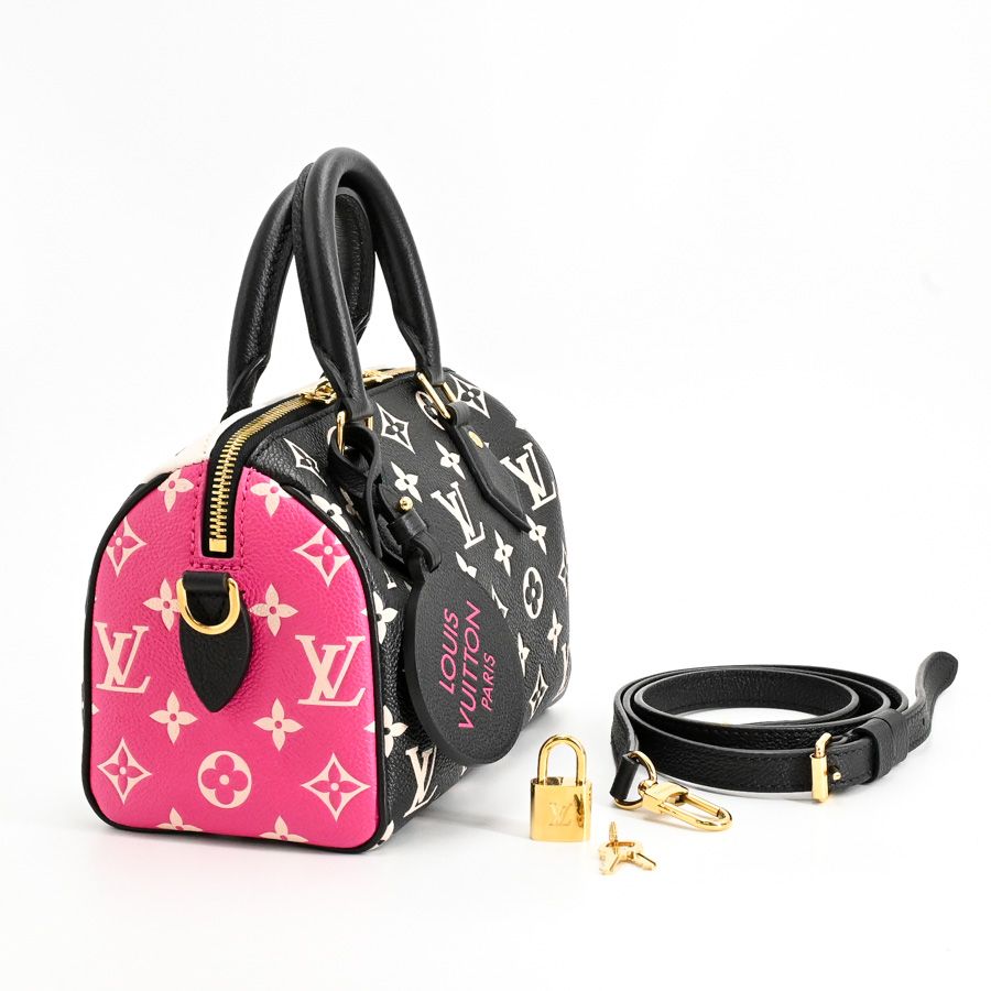 Louis Vuitton Handbag Speedy Bandouliere 20 Black White Pink — view 2