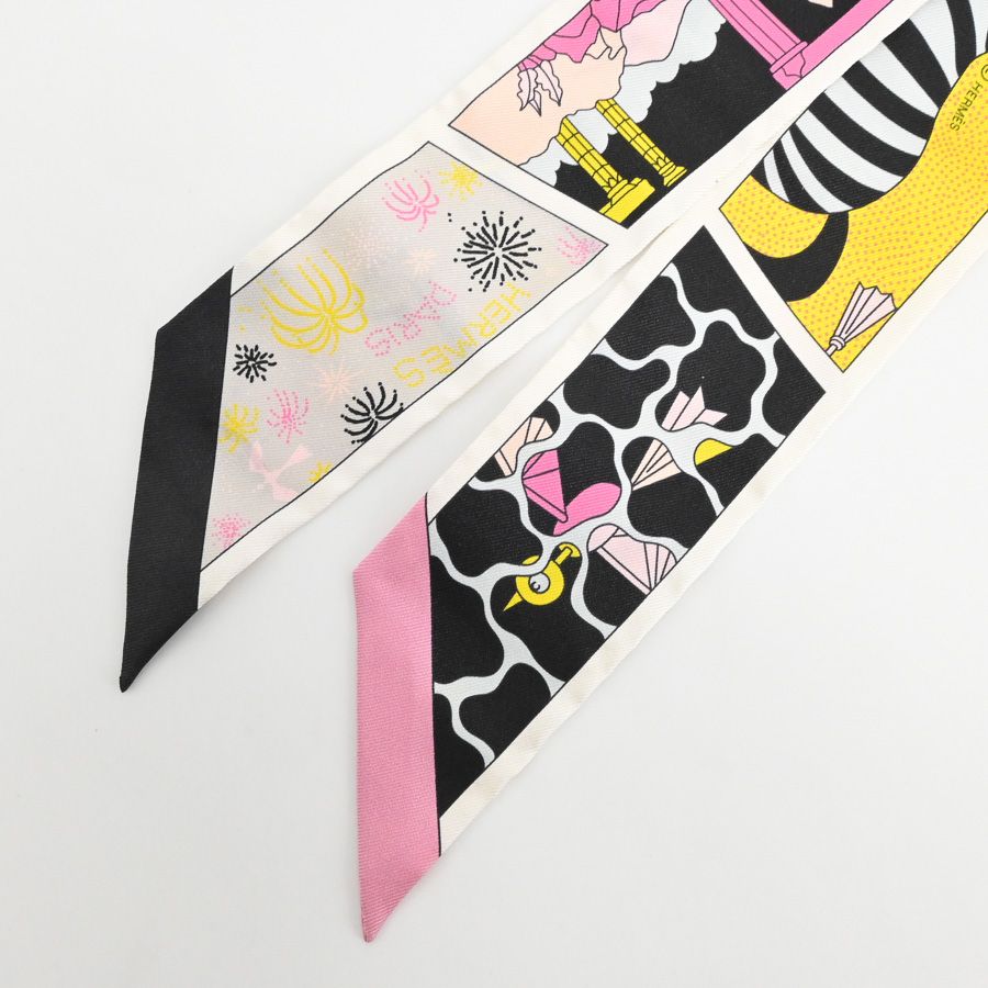Hermes Scarf Twilly Silk Black Pink — view 3