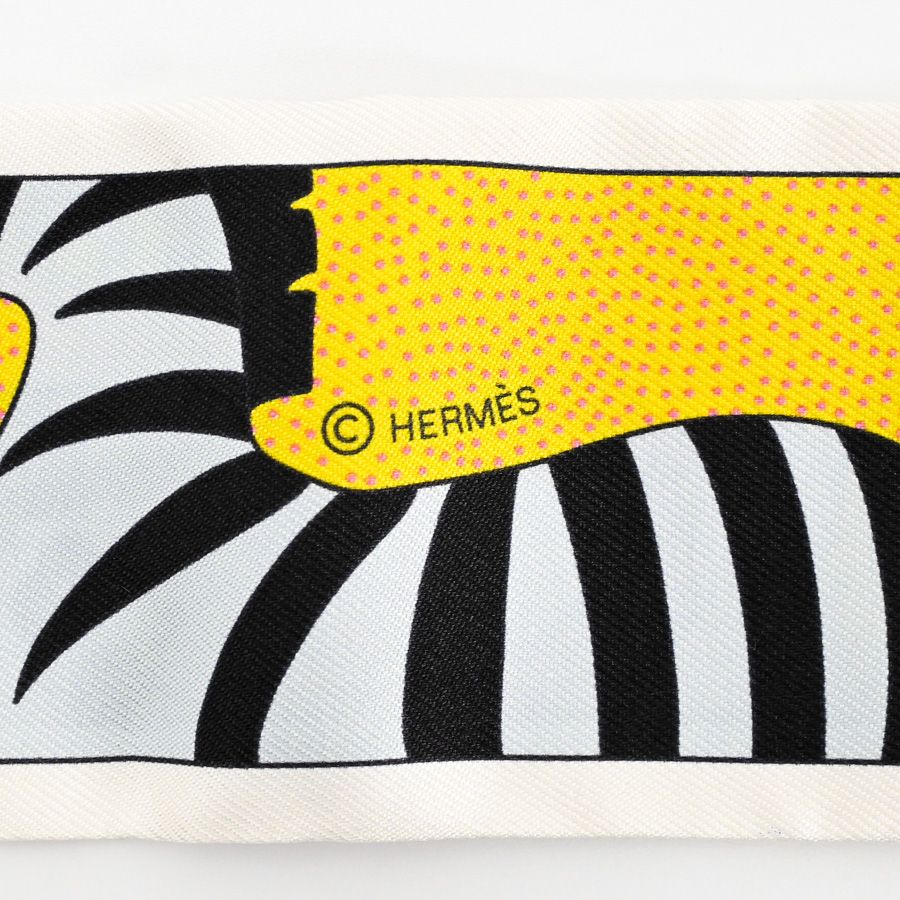 Hermes Scarf Twilly Silk Black Rose Jaune — view 4