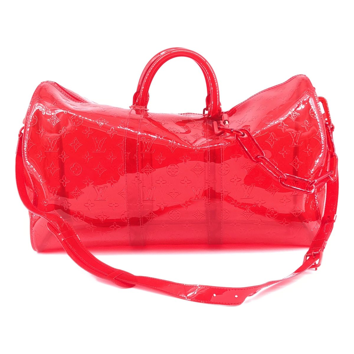 Louis Vuitton Keepall Bandouliere 50 Monogram Boston Bag Red — view 2