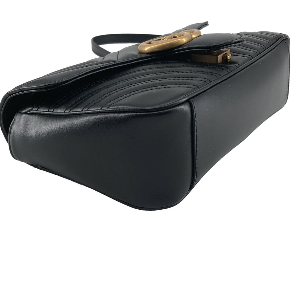 Gucci GG Marmont Flap Leather Quilted Shoulder Bag Black — view 6