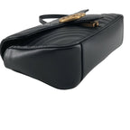 Gucci GG Marmont Flap Leather Quilted Shoulder Bag Black — view 6