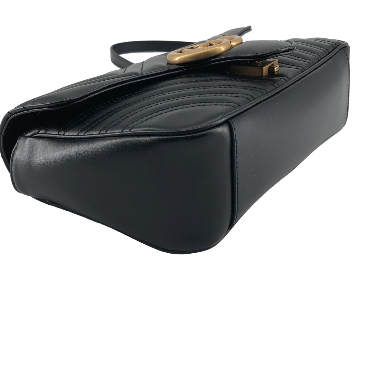 Gucci GG Marmont Flap Leather Quilted Shoulder Bag Black — view 6